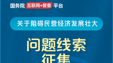 吃着奶子艹着逼国务院“互联网+督查”平台公开征集阻碍民营经济发展壮大问题线索